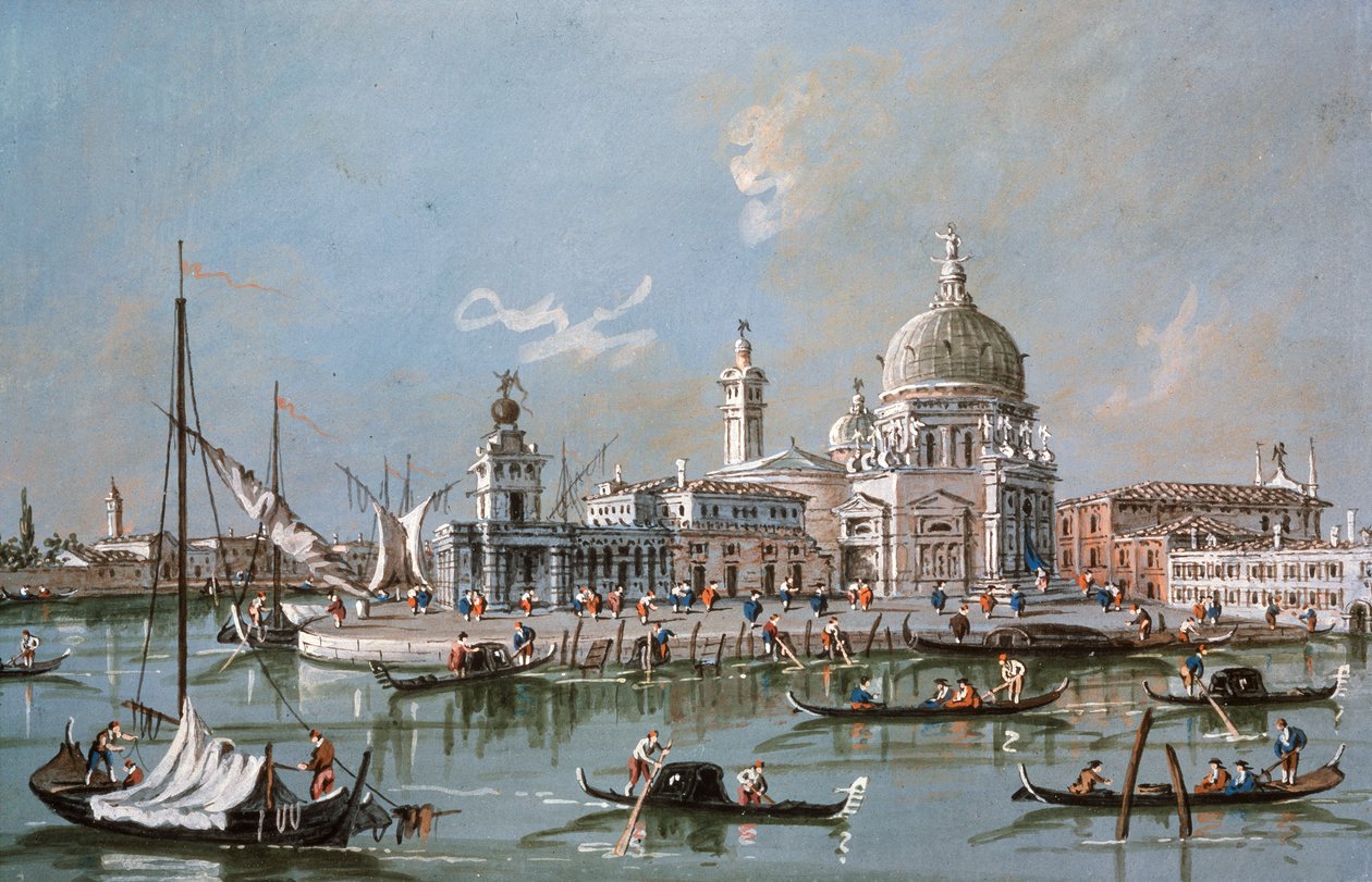 Uitzicht op de Santa Maria della Salute kerk, 18e eeuw door Francesco Guardi