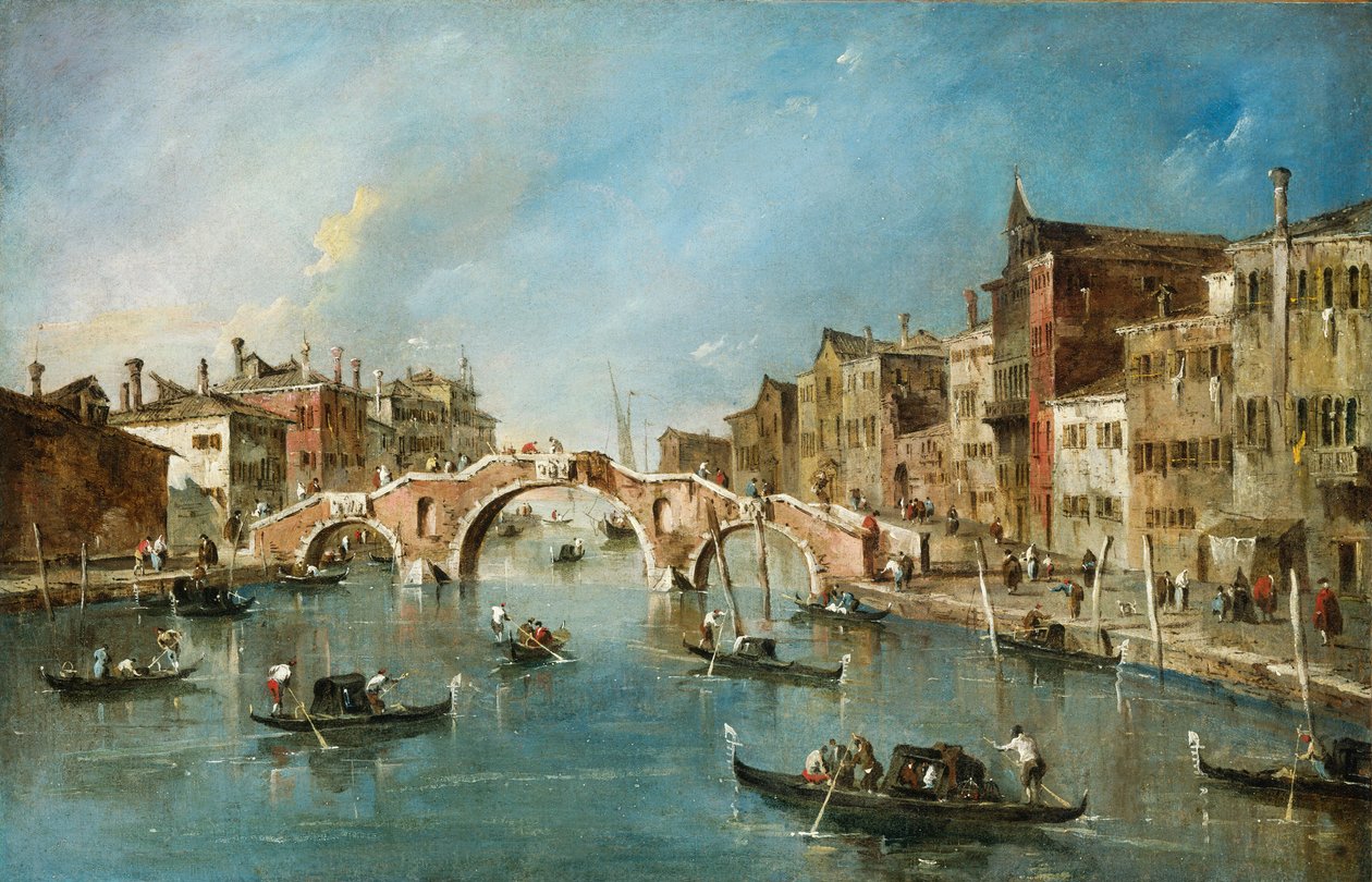 Gezicht op het Cannaregiokanaal, Venetië door Francesco Guardi