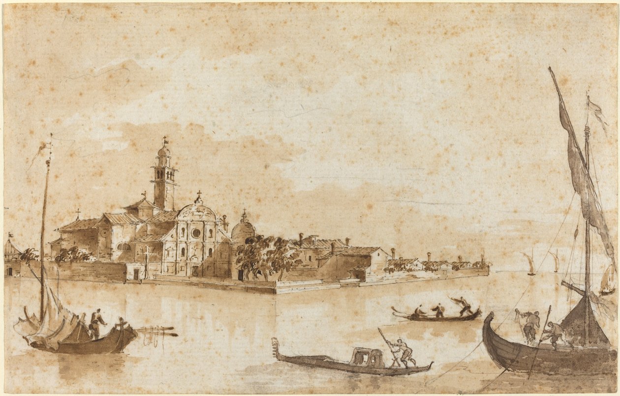 Het Eiland San Clemente door Francesco Guardi and Giacomo Guardi