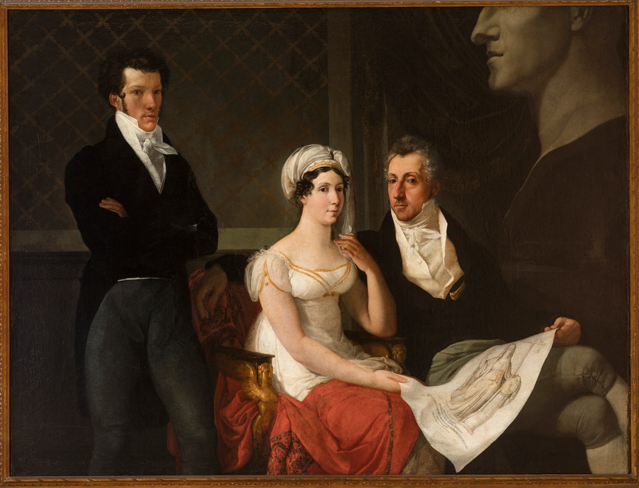Portret van de familie Cicognara, met de buste van Antonio Canova door Francesco Hayez (1791-1882) door Francesco Hayez