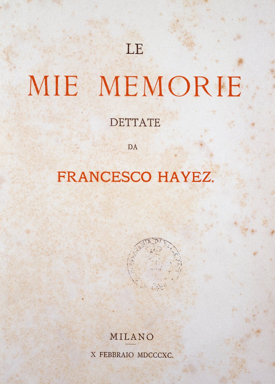 Titelpagina van Mijn Herinneringen door Francesco Hayez
