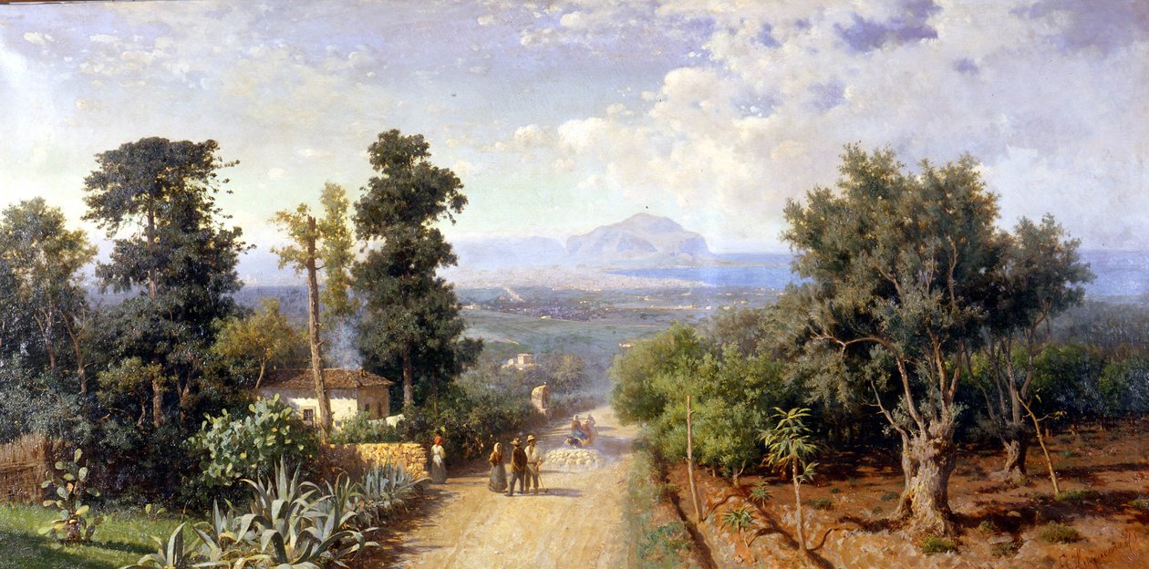 De omgeving van Palermo. Schilderij door Francesco Lojacono. door Francesco Lojacono