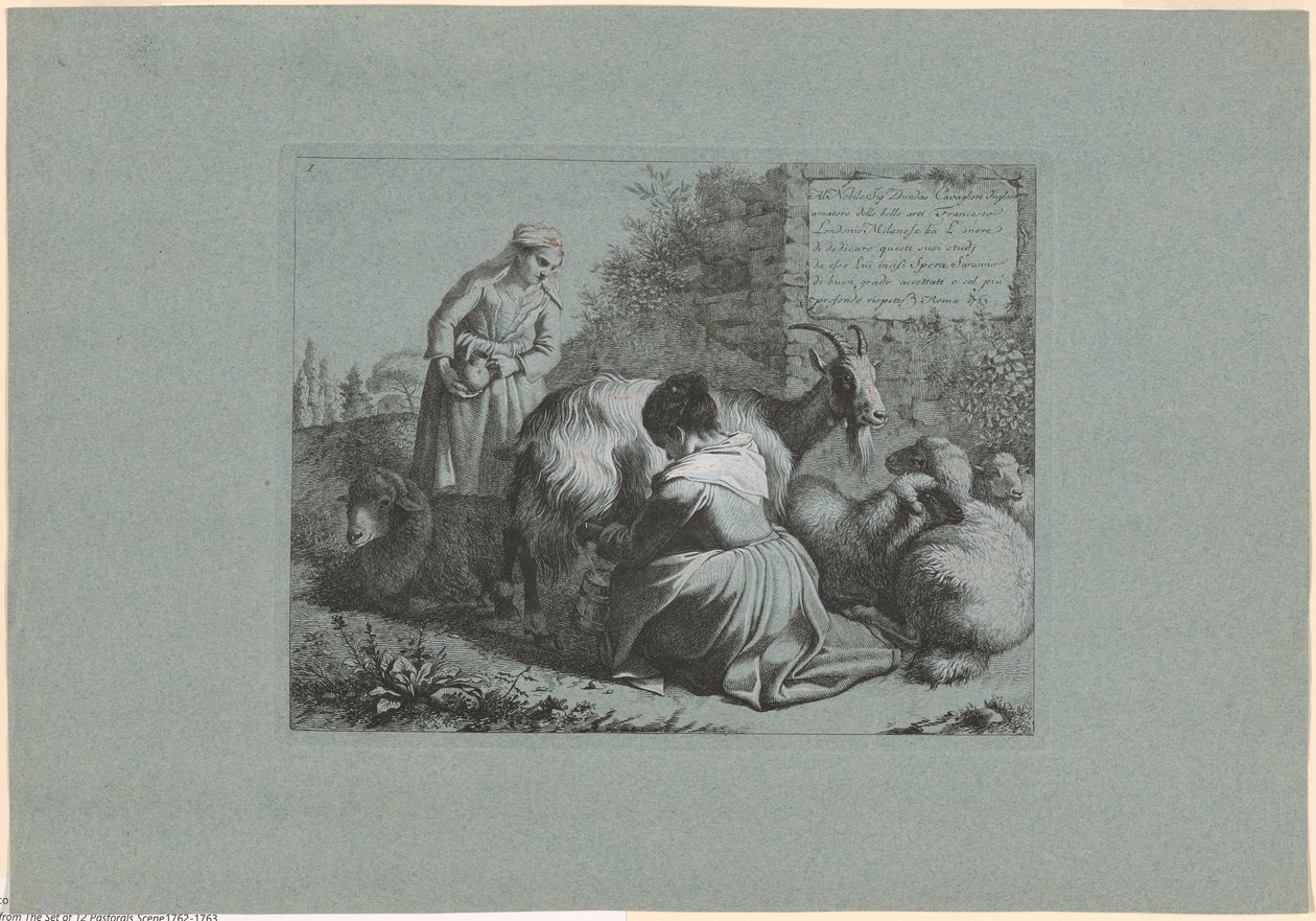 Plaat 1, uit De set van 12 pastorale scènes door Francesco Londonio