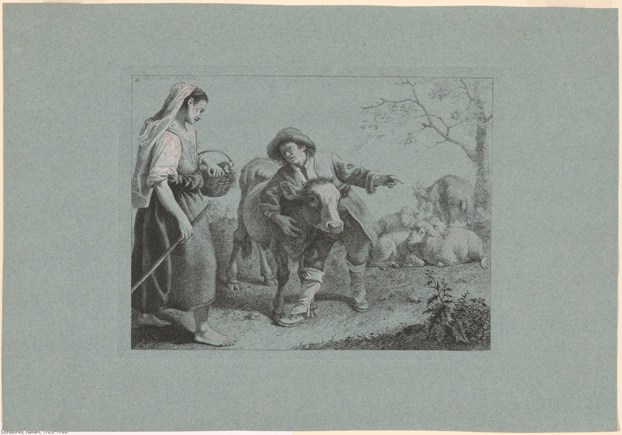 Plaat 2, uit De set van 12 pastorale scènes door Francesco Londonio