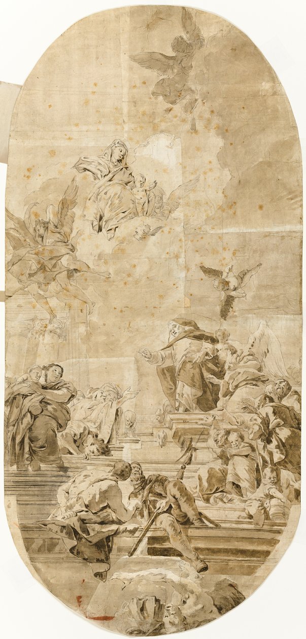 Studie voor de Instelling van de Rozenkrans door Sint Dominicus door Francesco Lorenzi