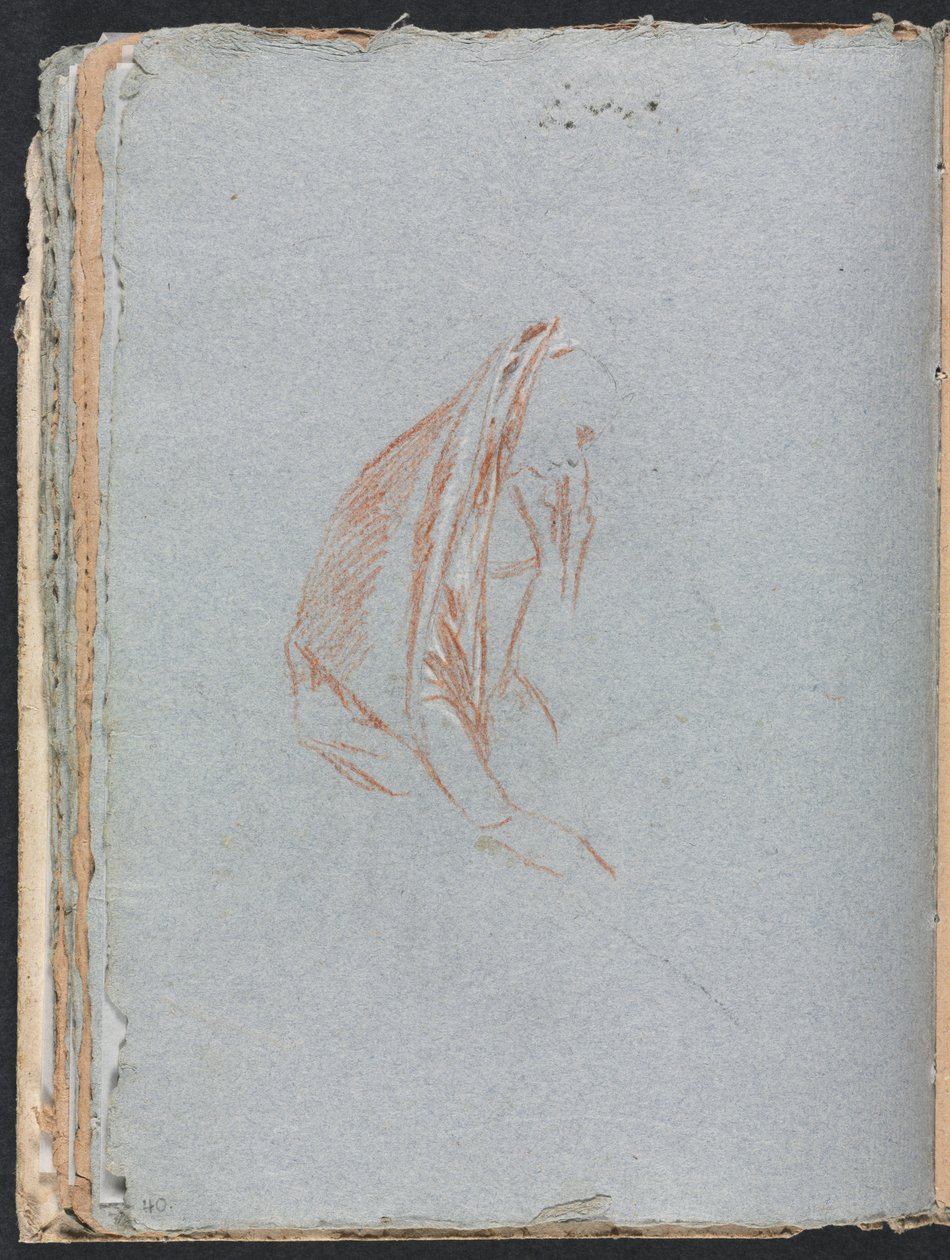 Verona schetsboek: Vrouwelijke figuur met mantel pagina 40, 1760 door Francesco Lorenzi