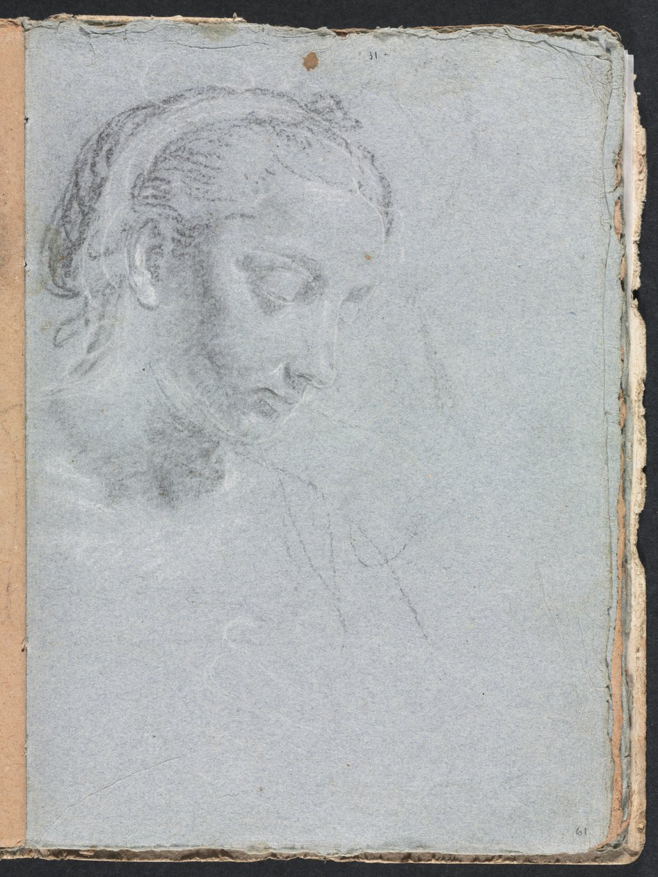 Verona schetsboek: Hoofd en schouders van een vrouw pagina 61, 1760 door Francesco Lorenzi