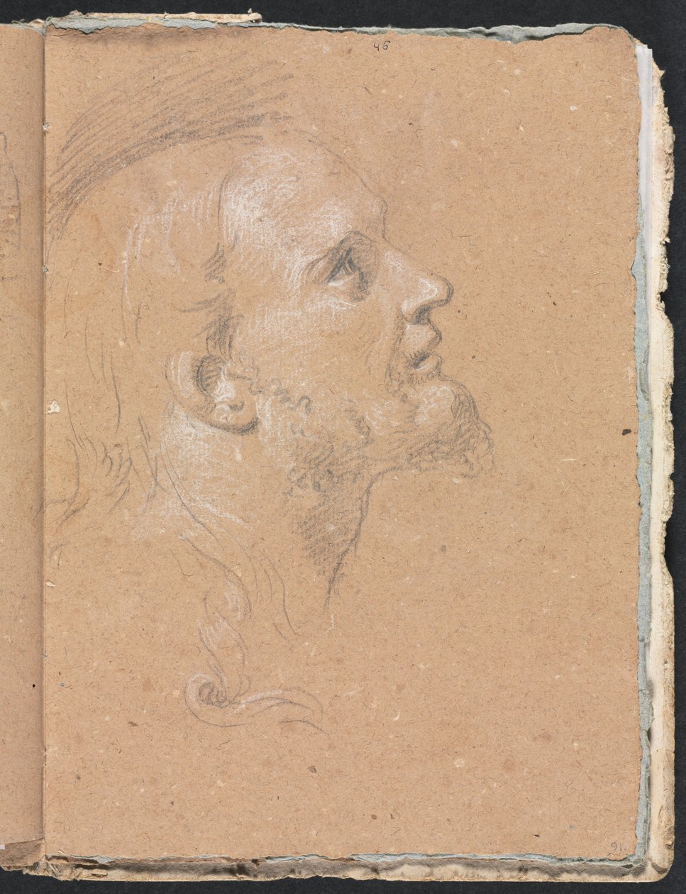 Verona Schetsboek: Mannelijk hoofd in profiel pagina 91, 1760 door Francesco Lorenzi