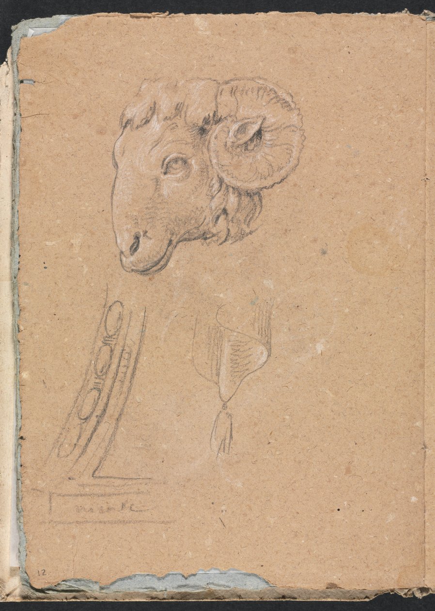 Verona schetsboek: Ramskop pagina 12, 1760 door Francesco Lorenzi
