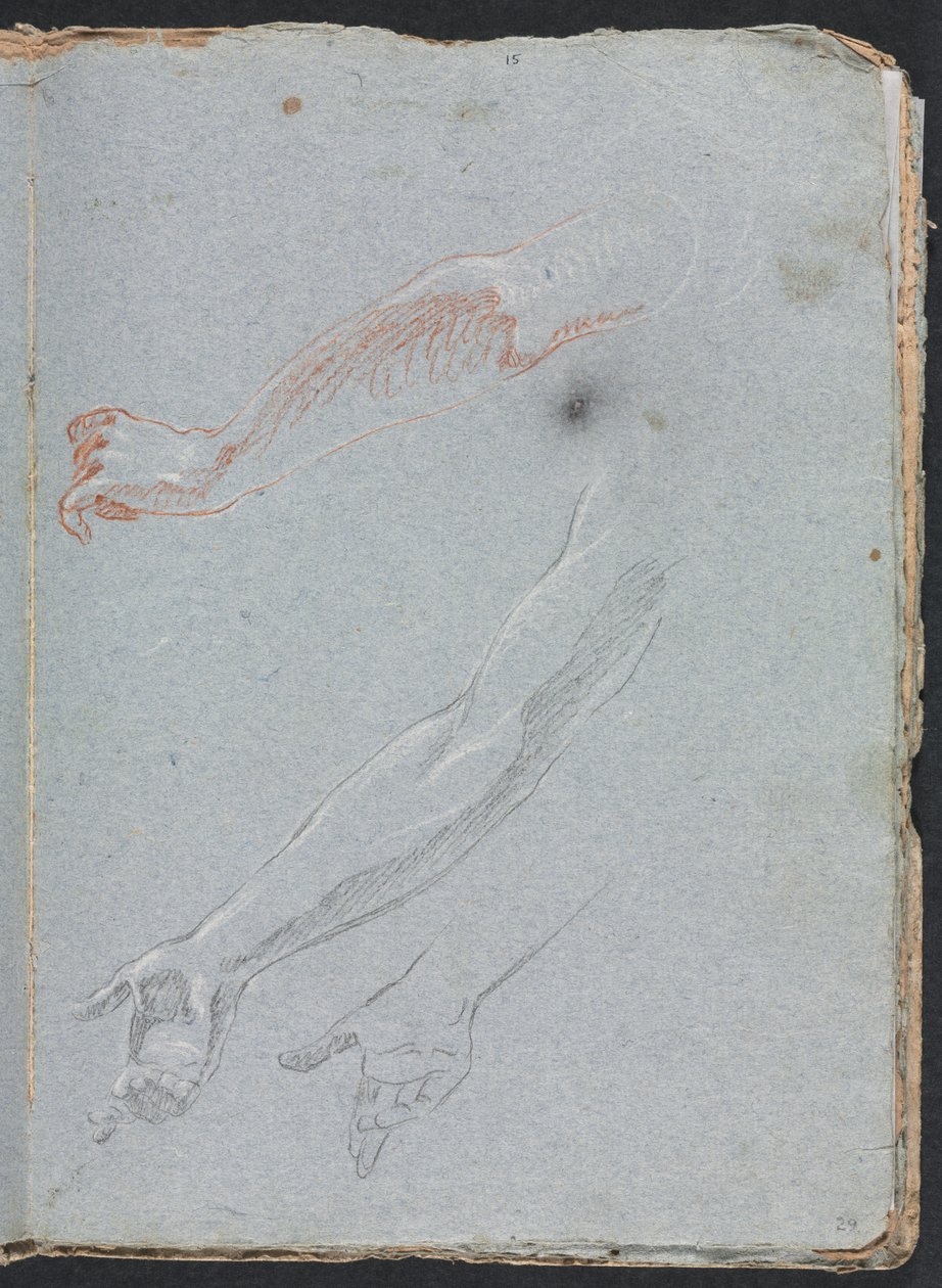 Verona Schetsboek: Studie van handen en armen pagina 29, 1760 door Francesco Lorenzi