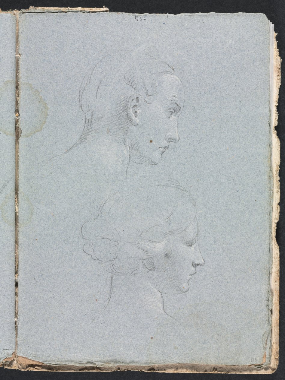 Verona Schetsboek: Twee hoofden pagina 85, 1760 door Francesco Lorenzi