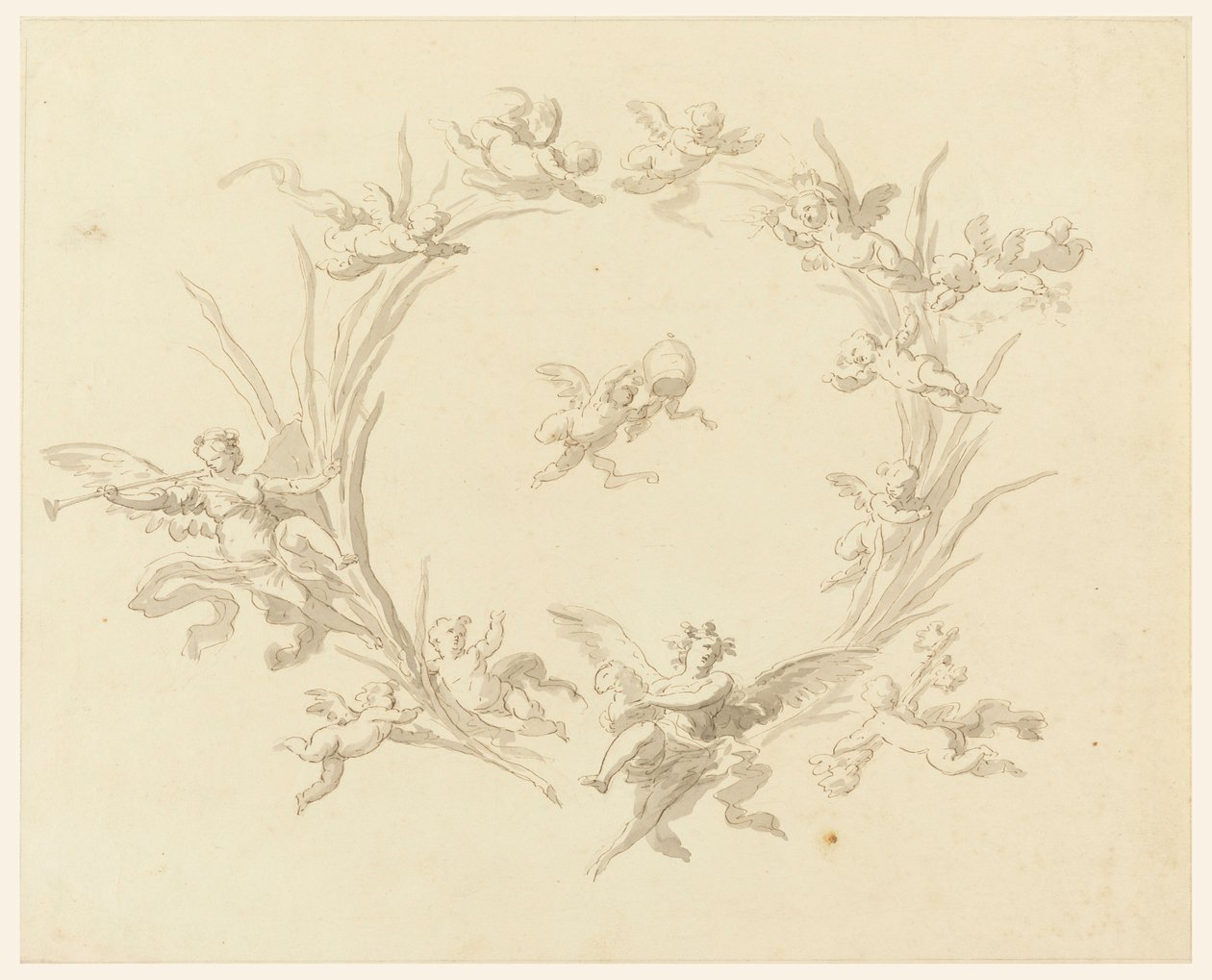 Tekening, Studie voor frescodecoratie, Quirinaal Paleis, Rome, 1815-16 door Francesco Manno