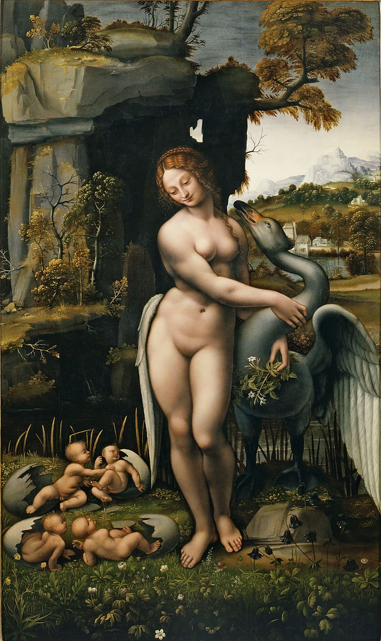 Leda en de zwaan door Francesco Melzi
