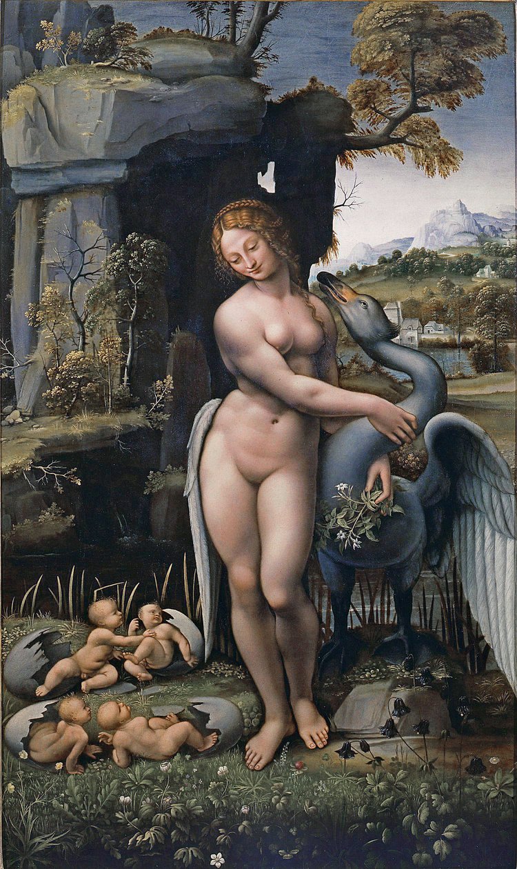 Leda en de zwaan door Francesco Melzi
