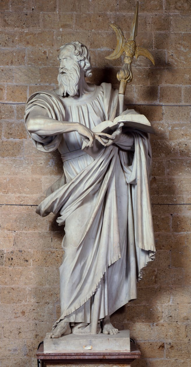Sint Thaddeus, marmeren beeldhouwwerk door Francesco Mochi, Museum van Kathedraalwerken, Orvieto, Italië door Francesco Mochi