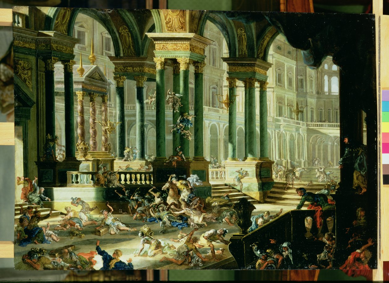 Verdrijving van Heliodorus uit de Tempel van Salomo door Francesco Peresi