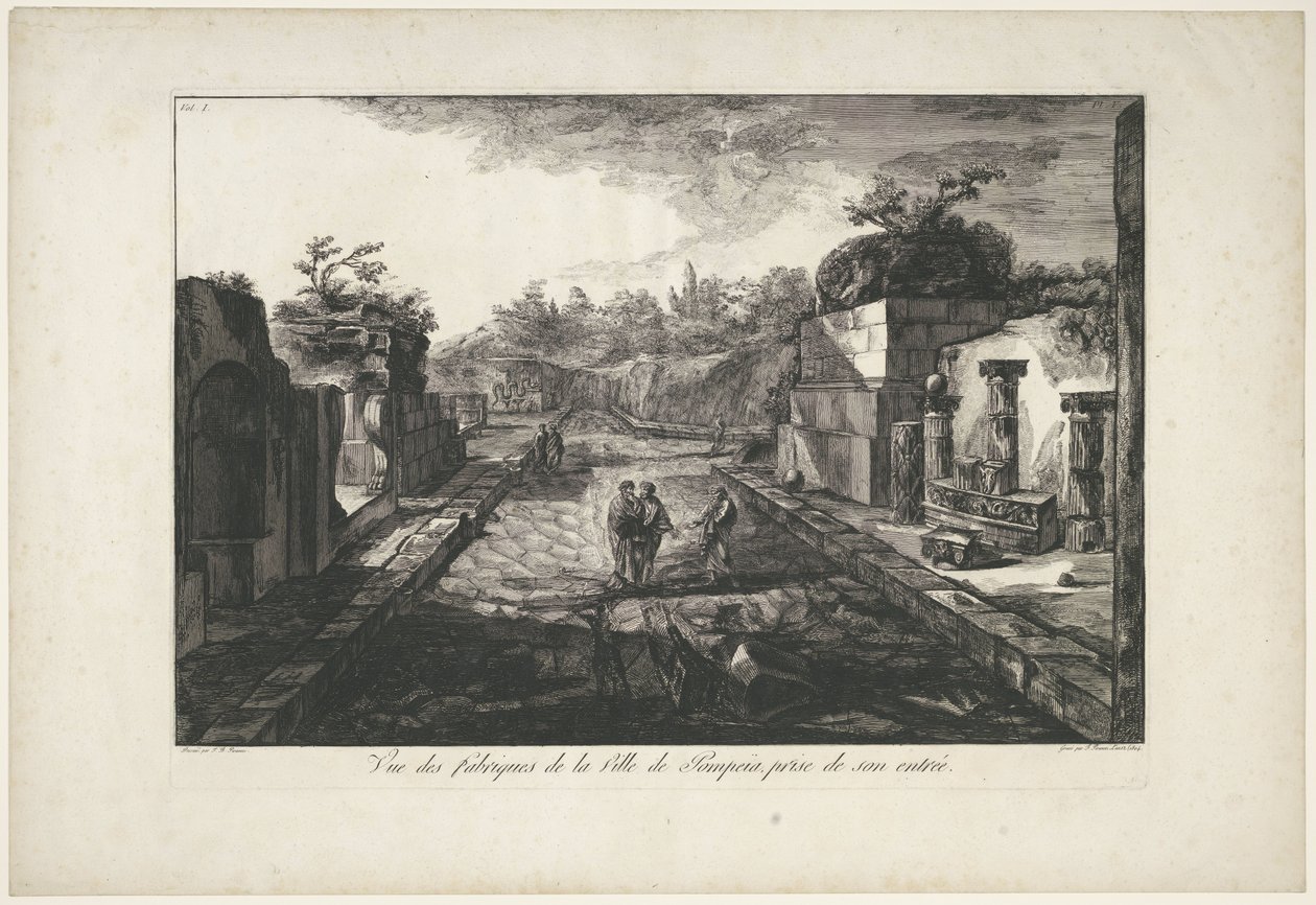Gezicht op ruïnes te Pompeï door Francesco Piranesi