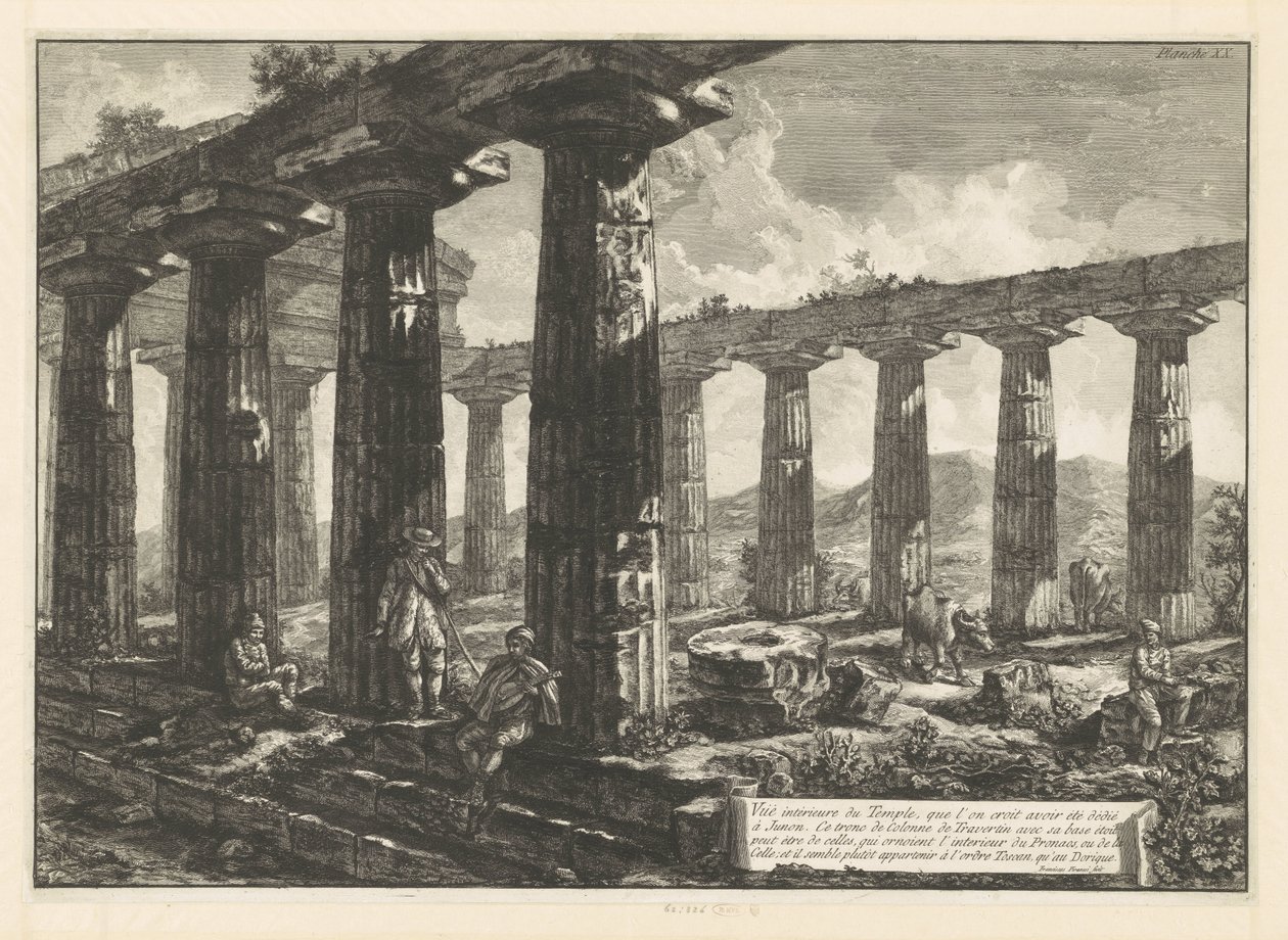 Tempel van Juno te Paestum door Francesco Piranesi