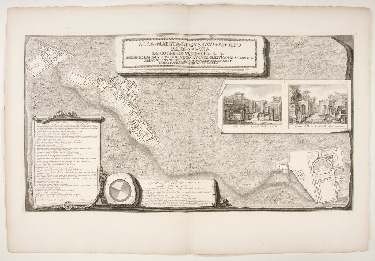 Topografie van de ontdekte fabrieken in de stad Pompeii door Francesco Piranesi