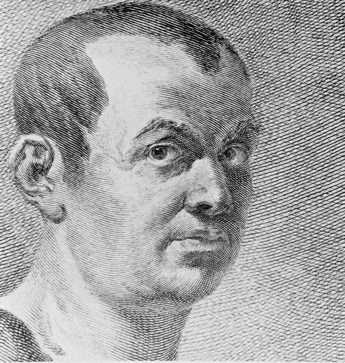 Portret van Giovanni Battista Piranesi (detail) door Francesco Polanzani