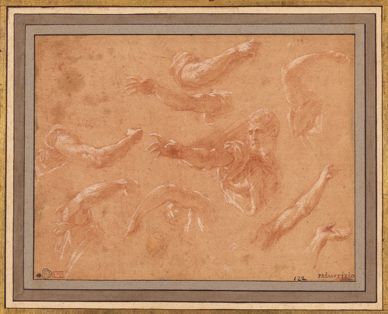 Studie von Gottvater mit Engeln door Francesco Primaticcio