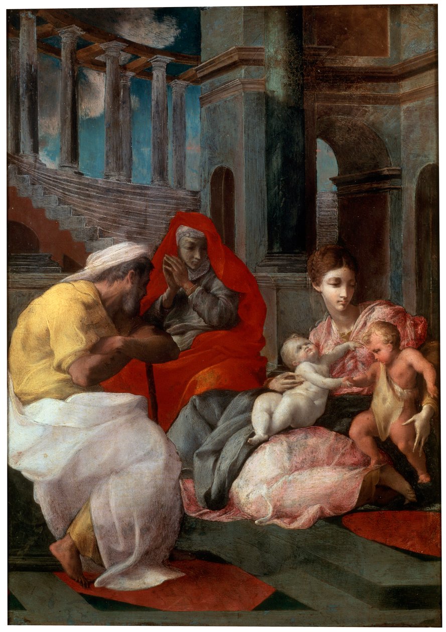 De Heilige Familie met Johannes de Doper en Sint Elizabeth, 1541 door Francesco Primaticcio