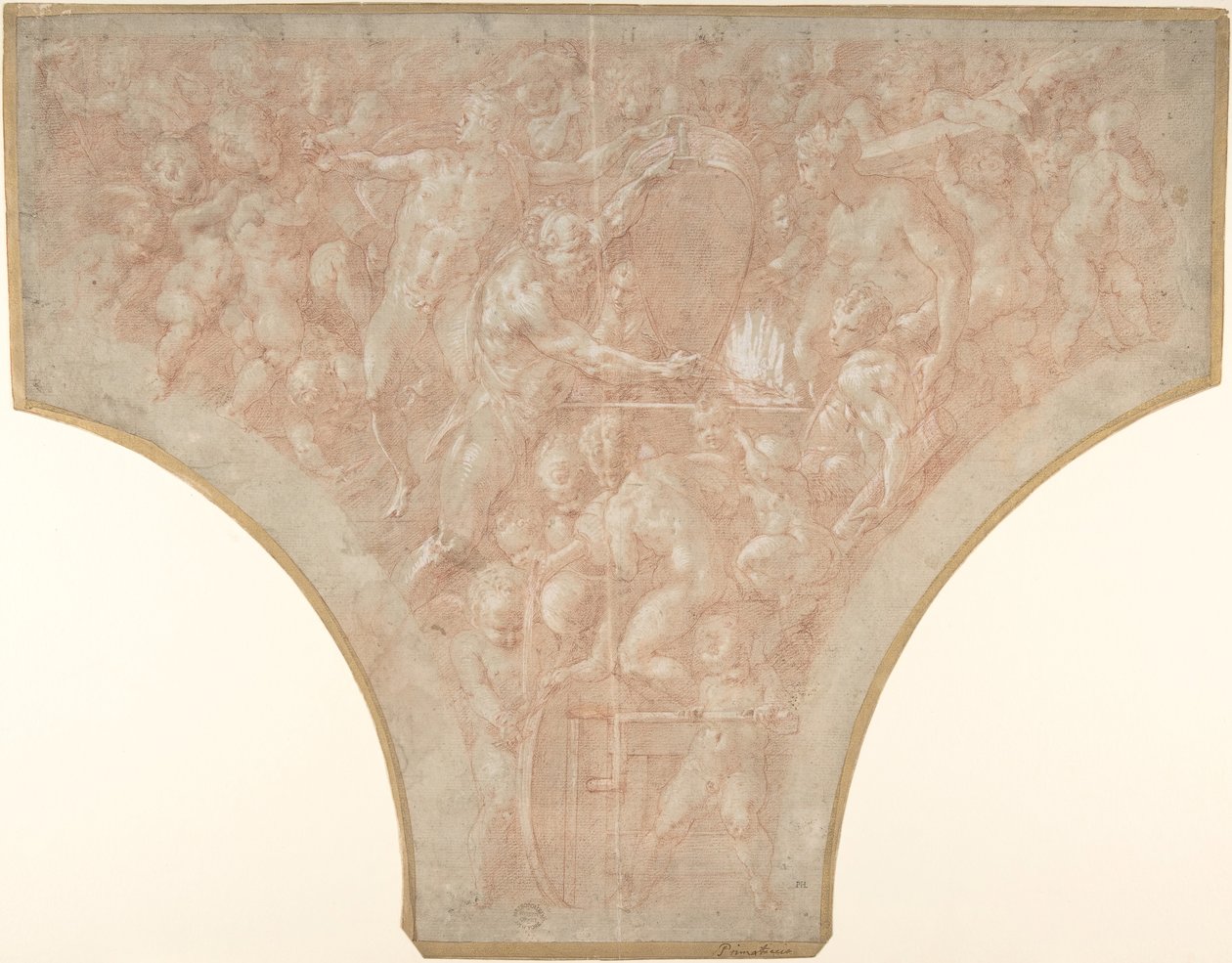 Vulcanus die de Pijlen van Cupido Smeedt, 1552-1556 door Francesco Primaticcio