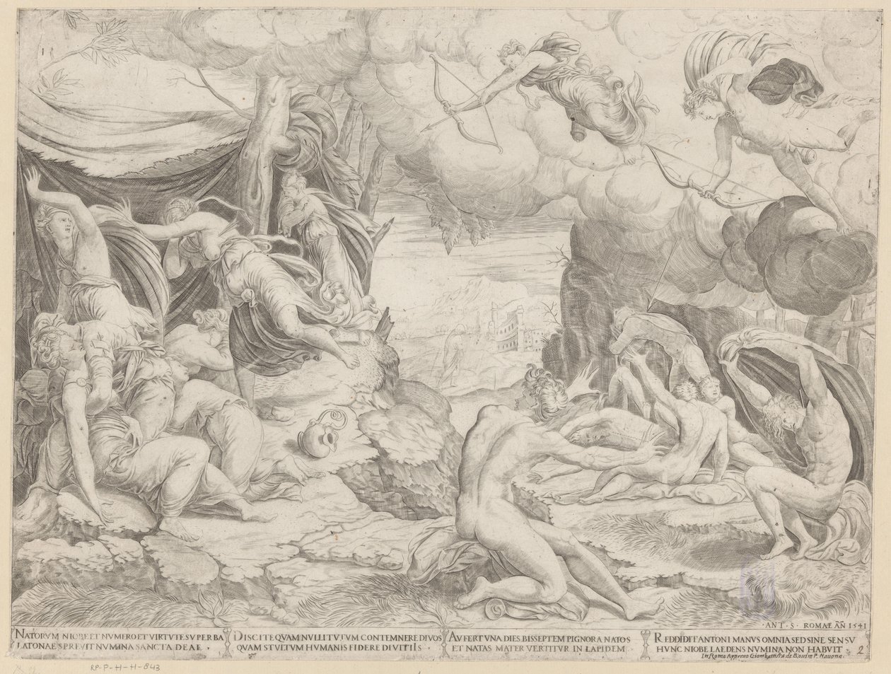 Apollo en Diana doden de kinderen van Niobe door Francesco Salviati