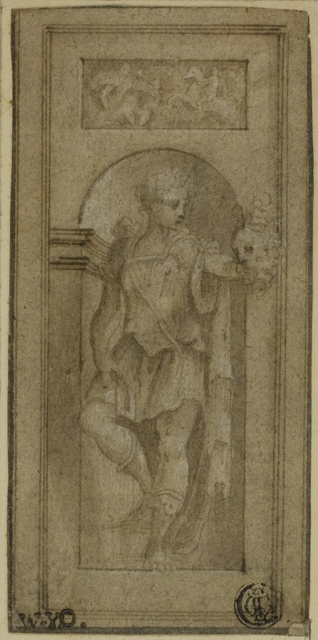 Nisbeeld van David met het hoofd van Goliath door Francesco Salviati