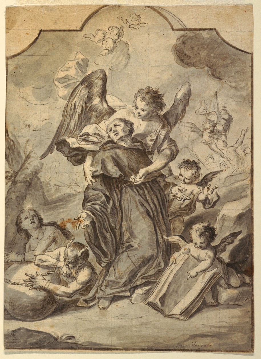 Visioen van een heilige Benedictijnse monnik door Francesco Saverio Mergolo