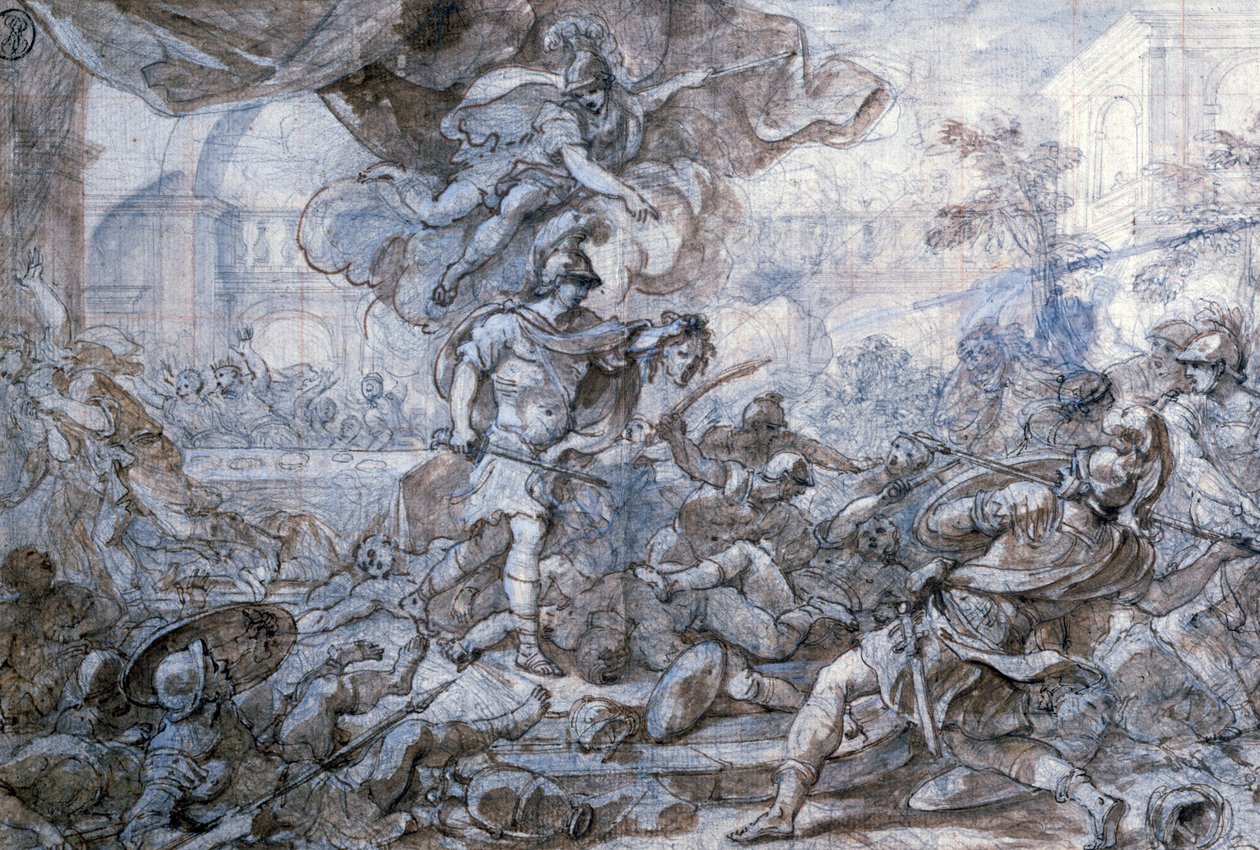 Perseus houdt het hoofd van Medusa omhoog, 18e eeuw door Francesco Solimena