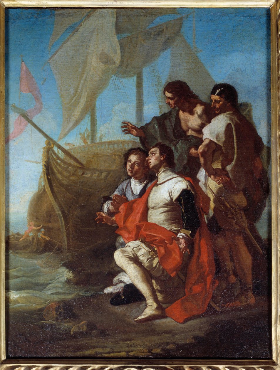De aankomst van de ontdekkingsreiziger Christoffel Columbus in Amerika door Francesco Solimena