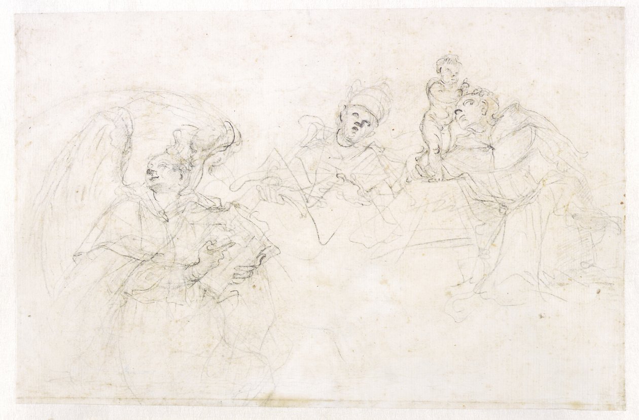 Drie heiligen: St. Vincent Ferrer, een paus en St. Antonius van Padua door Francesco Solimena