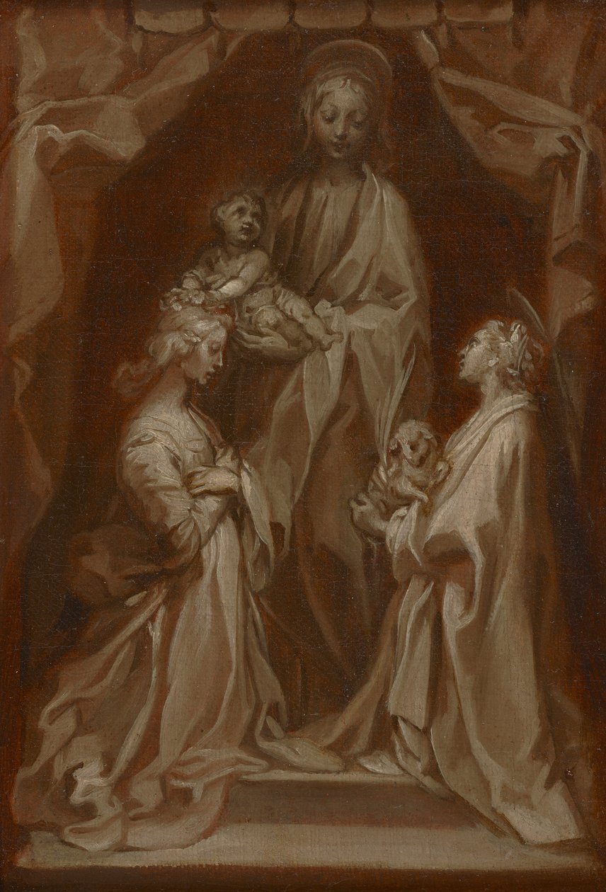 Studie voor de Maagd en Kind met de heiligen Cecilia en Agnes door Francesco Vanni