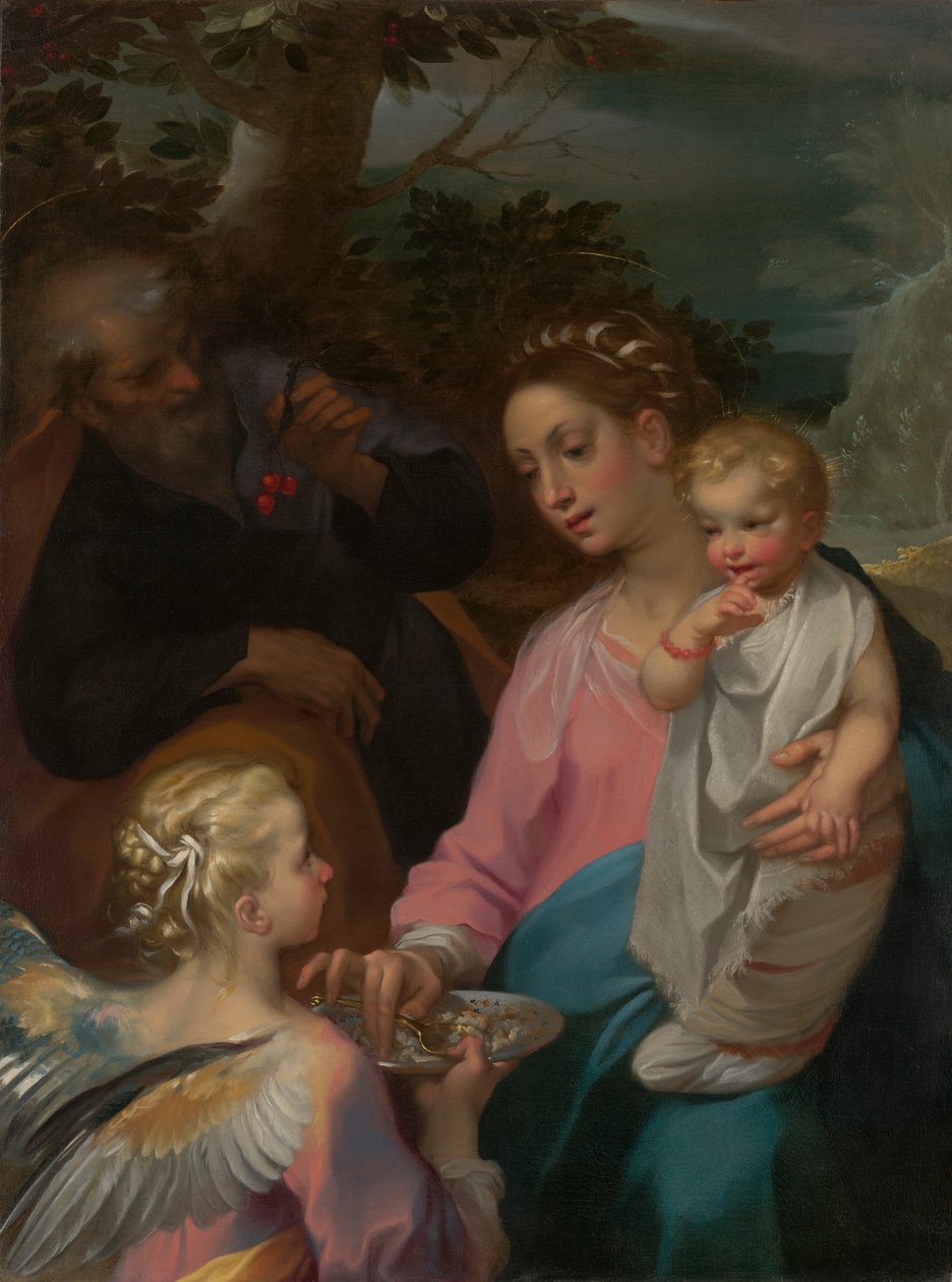 Rust tijdens de vlucht naar Egypte, bekend als de Madonna della Pappa door Francesco Vanni
