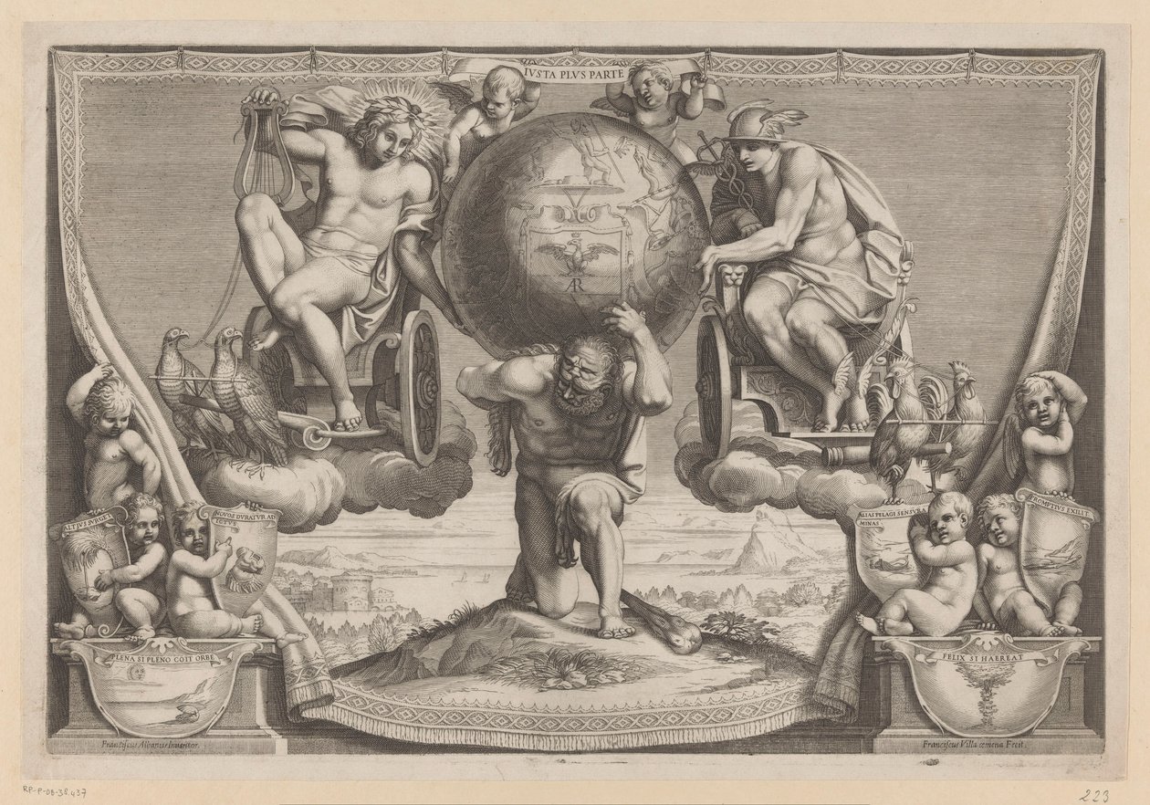 Allegorie op kardinaal Pompeio Arrigoni door Francesco Villamena