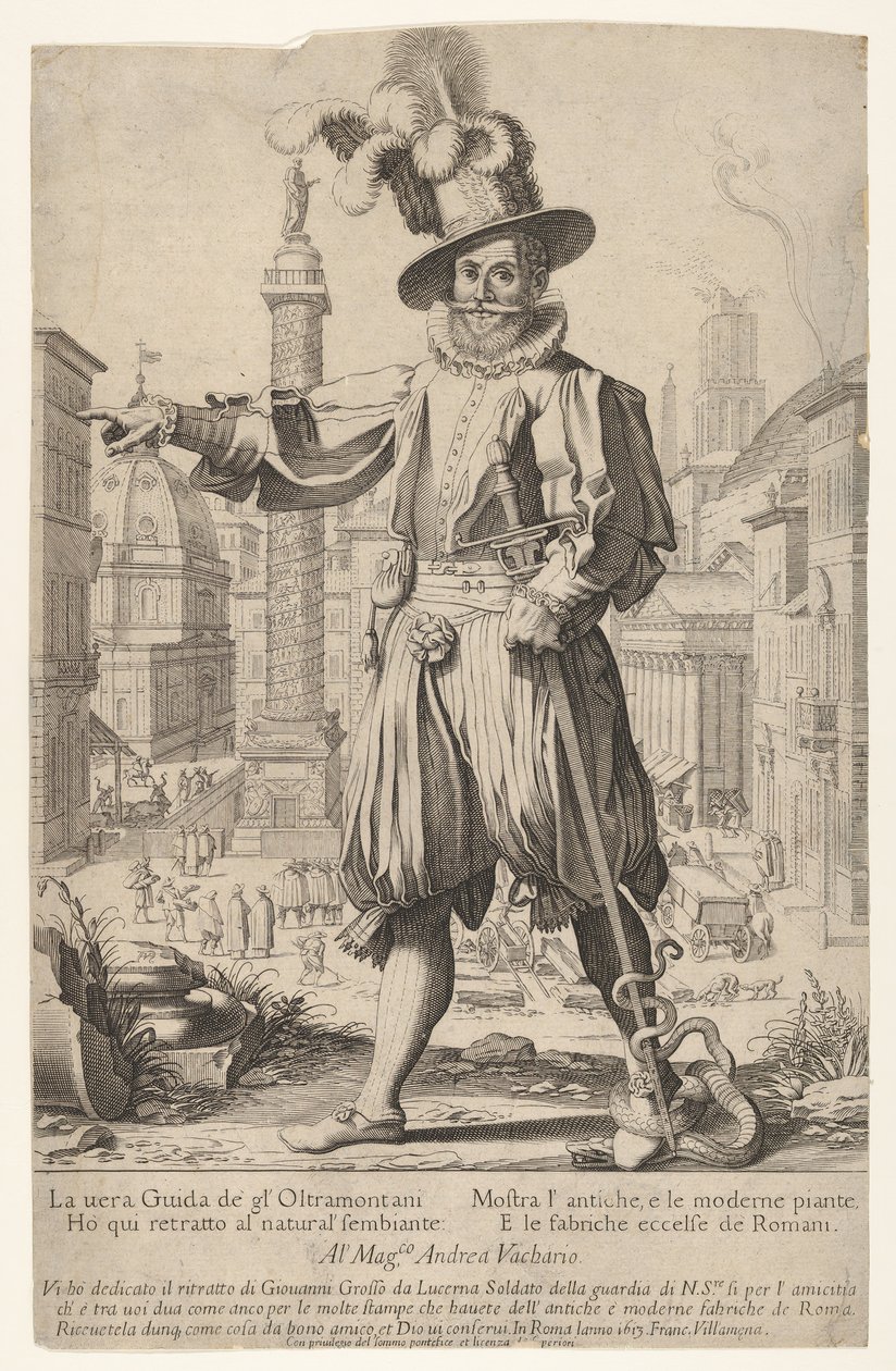 Giovanni Alto Johann Alten, Ioannes Altus staande op de Quirinaalheuvel in Rome door Francesco Villamena