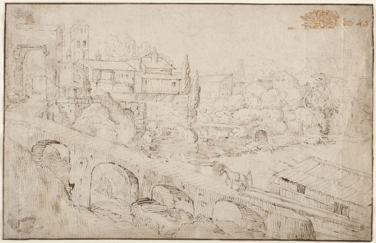 Gezicht op de Tiber door Francesco Villamena