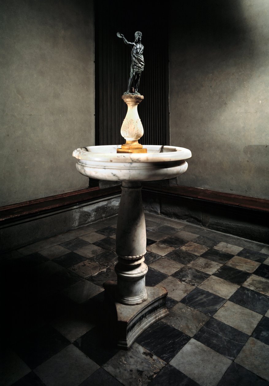 Wijwatervat met beeld van Johannes de Doper door Francesco da Sangallo