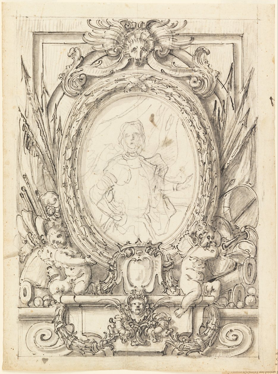 Ontwerp voor een paneel met portret van een edelman door Francesco de Mura