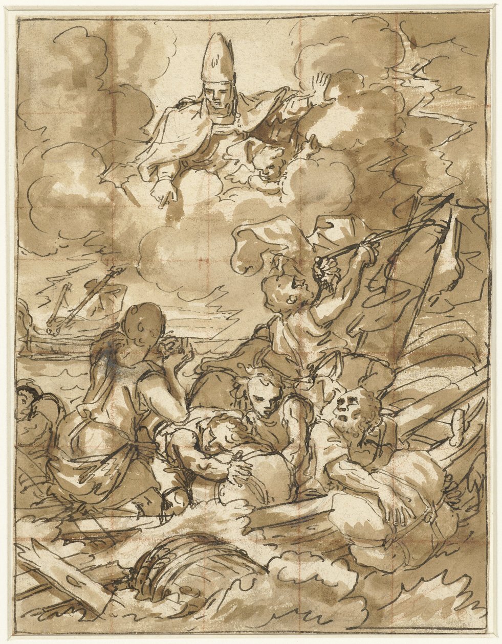Sint Nicolaas doet de storm op zee bedaren door Francesco de Mura