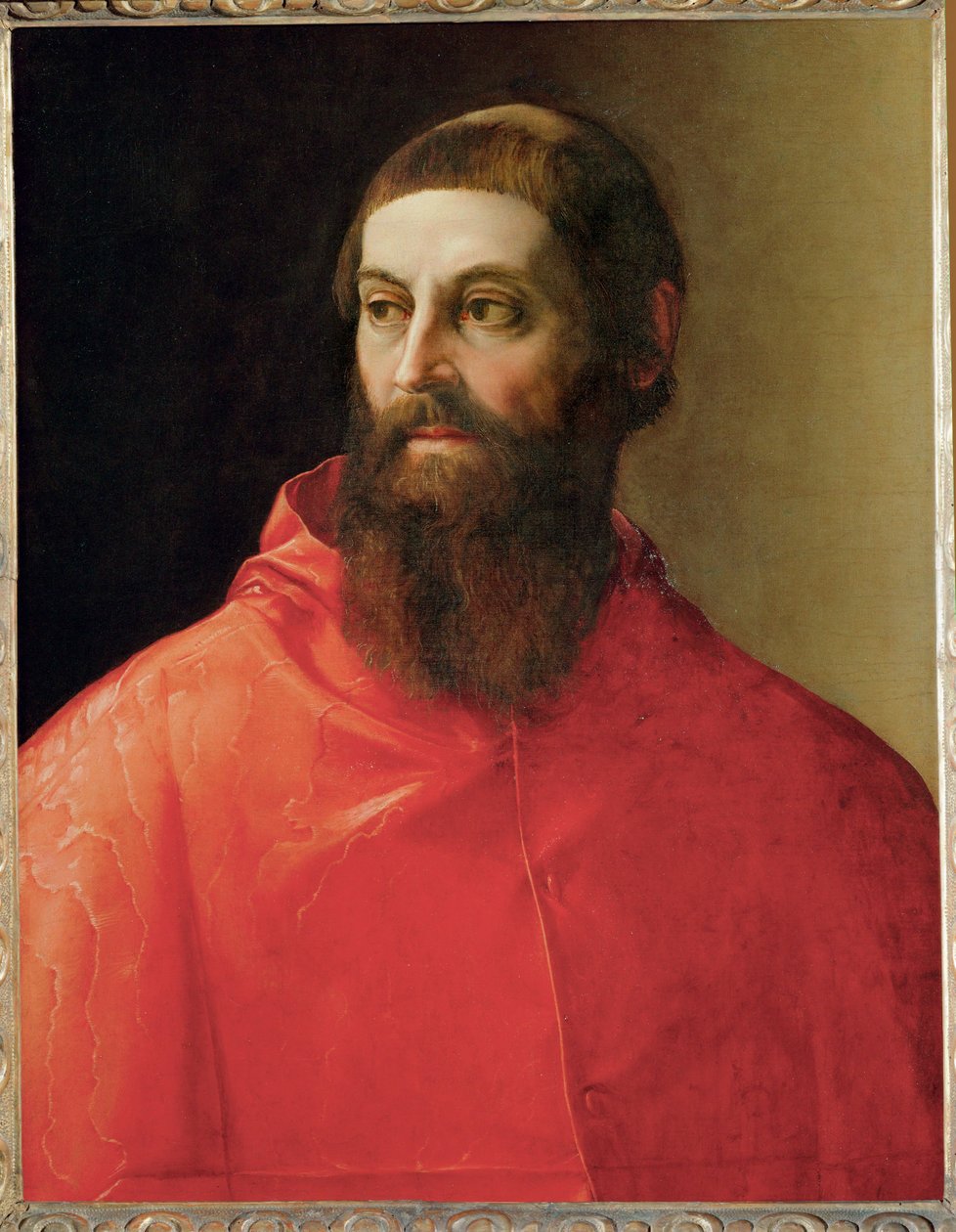 Kardinaal Rodolfo Pio (schilderij op doek) door Francesco de Rossi Salviati