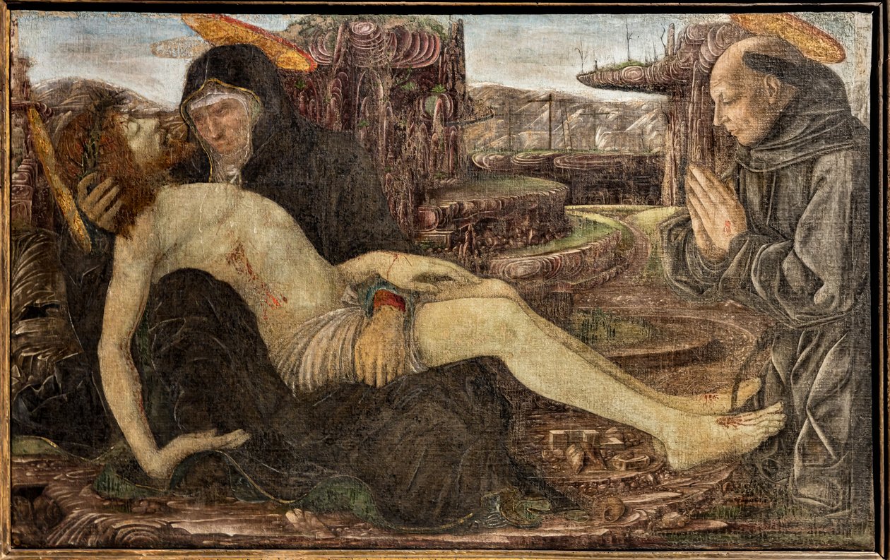 Rouw met opdrachtgever afgebeeld als St. Franciscus, door Francesco del Cossa door Francesco del Cossa