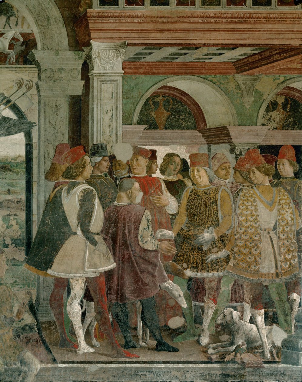 Hal van de maanden: April (fresco) door Francesco del & Roberti Ercole de