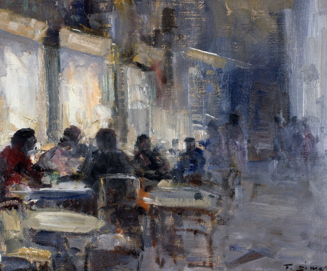 Schmidt café bij nacht, door Francesco di Marino (1892-1954) door Francesco di Marino