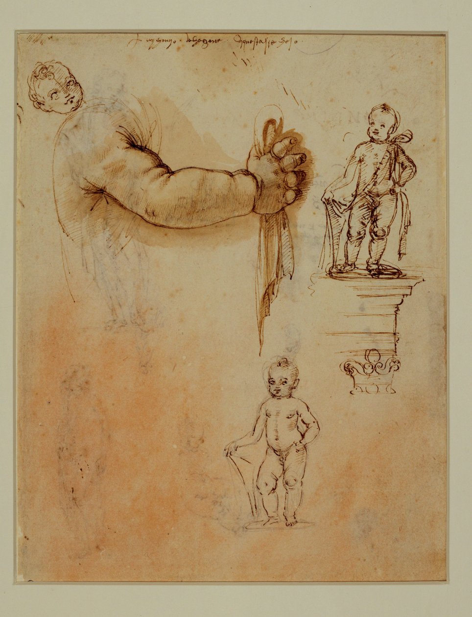 Twee kinderen waarvan één op een ... door Francesco di Simone (attr. to)