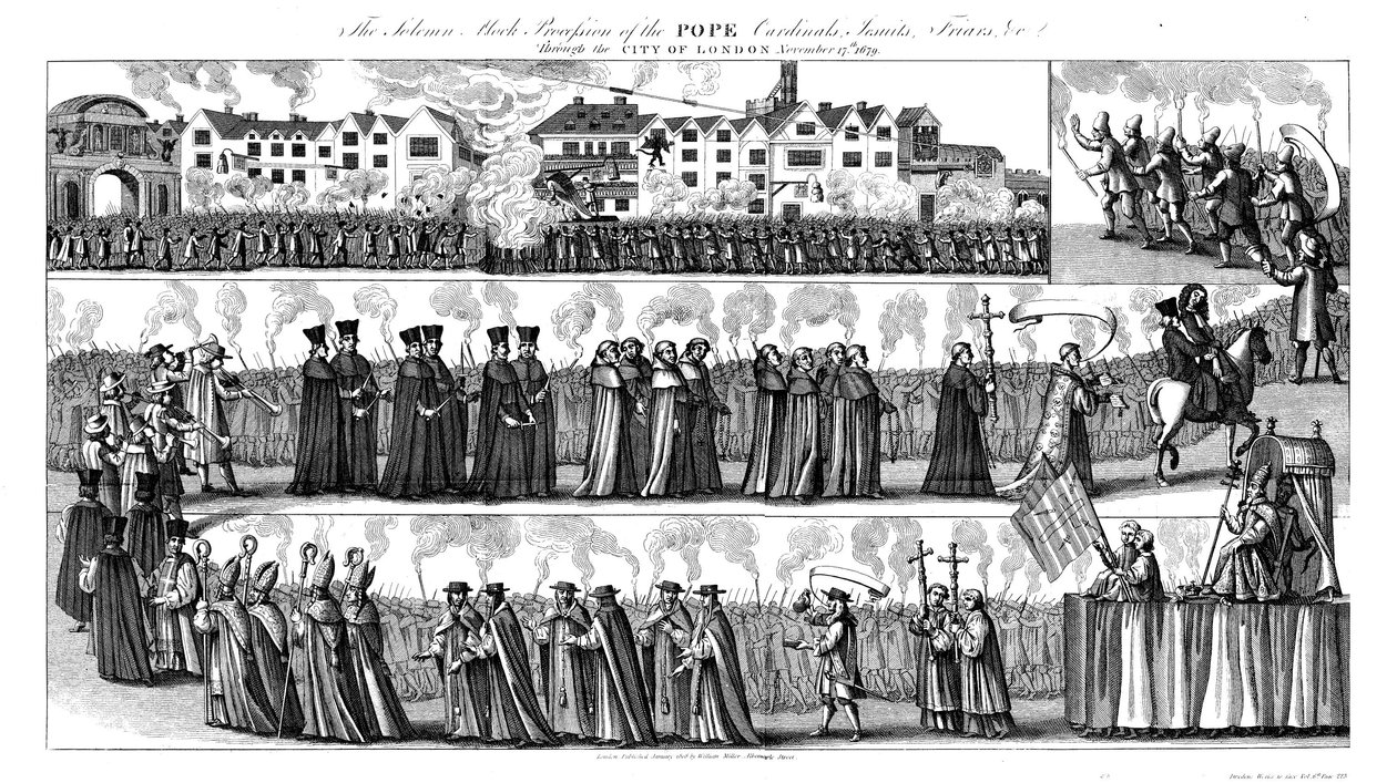 De plechtige schijnprocessie van de paus door Francis Barlow