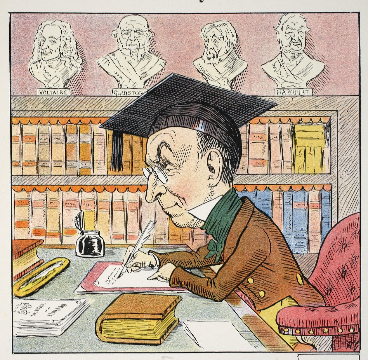 De M Pyrean, illustratie uit Het Struwwelpeter Alfabet, vers door Harold Begbie door Francis Carruthers Gould