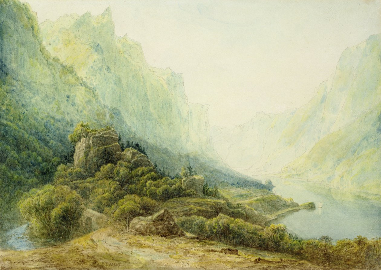 Een Noorse fjord door Francis Danby