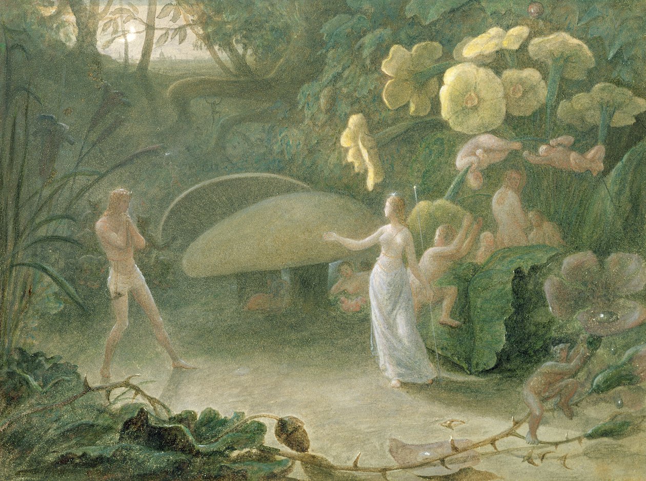 Oberon en Titania, Een Midzomernachtsdroom, Act II, Scene I, door William Shakespeare (1566-1616), 1837 door Francis Danby